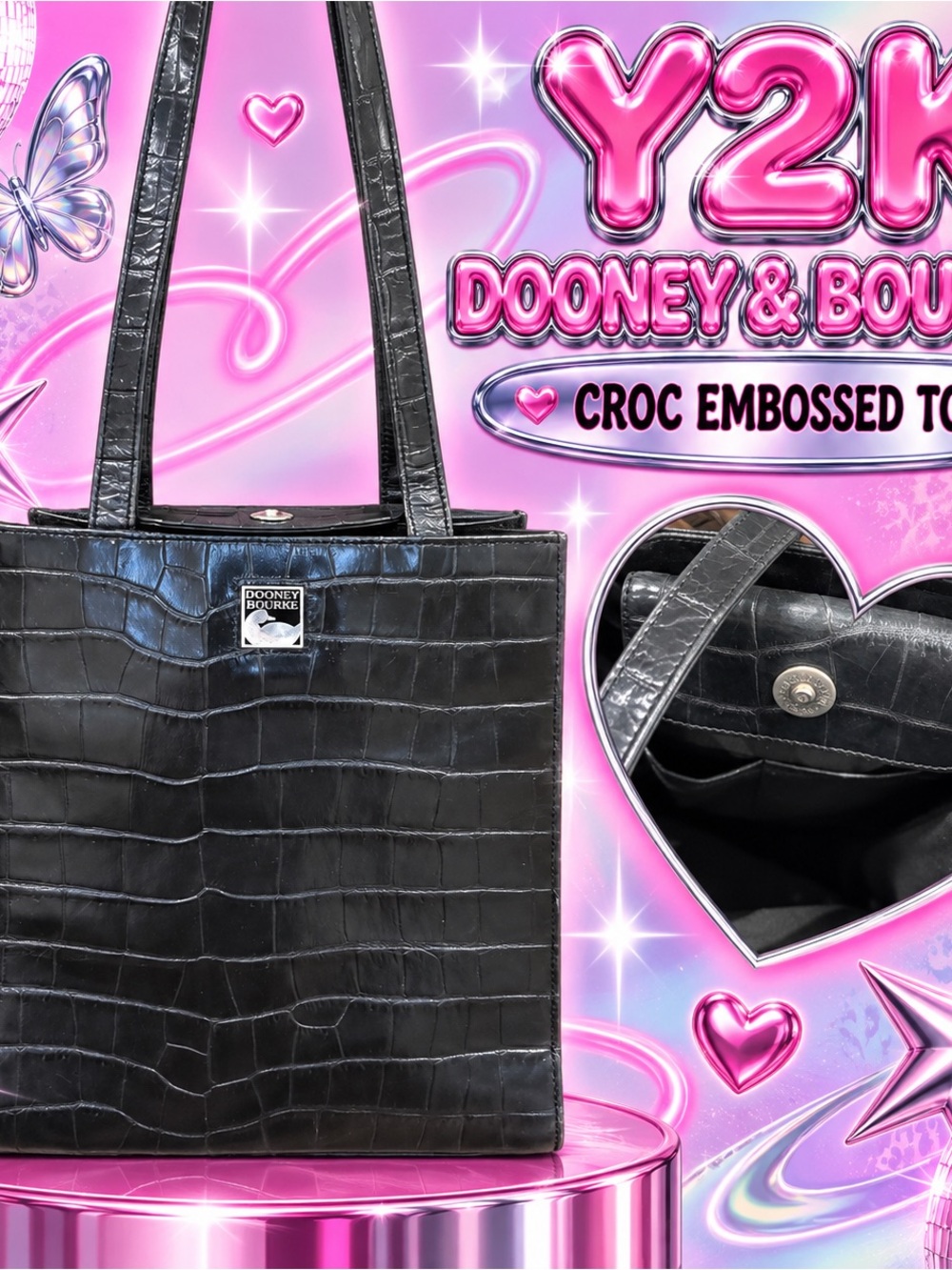 Dooney & Bourke Black Croc-Embossed Tote